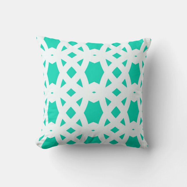 Coussin Trellis arabe en Aqua (Recto)