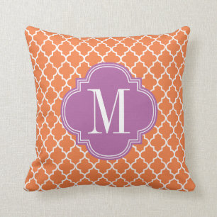 Coussin Trellis marocain orange de tuiles personnalisé