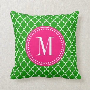 Coussin Trellis marocain vert-foncé de tuiles personnalis