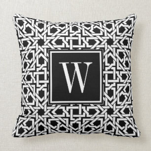 Coussin Trellis Monogramme noir et blanc