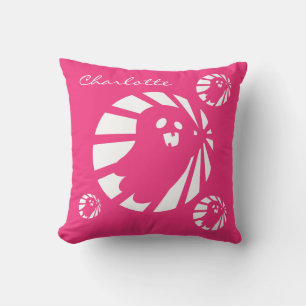 Coussin Trending Halloween Cute Rose Fuchsia & White Ghost