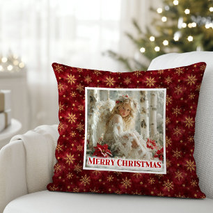 Coussin Trendy Angel Poinsettia Rouge Or Personnalisé Noël
