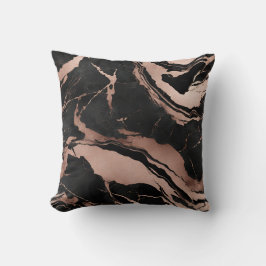 Coussin Trendy Chic Black Rose Gold Marble