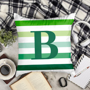 Coussin Trendy Green Stripes avec Monogramme