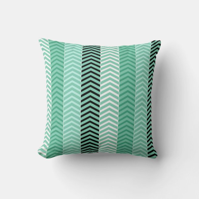 Coussin Trendy Mint Green Varieged Chevron Stripes (Recto)