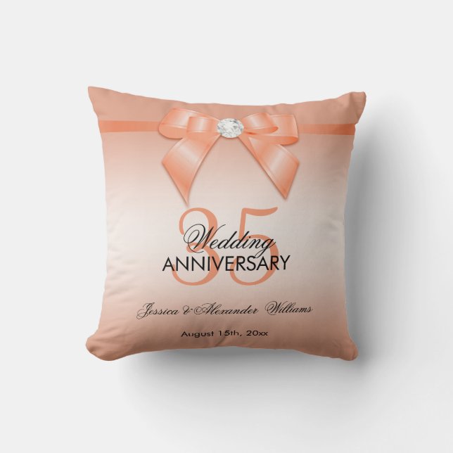 Coussin Trente-cinquième anniversaire de mariage de corail (Recto)