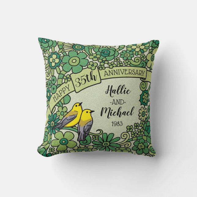 Coussin Trente-cinquième anniversaire personnalisé, (Recto)