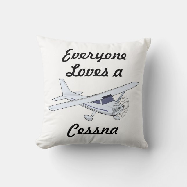 Coussin Très Cool Tout le monde aime un Cessna (Recto)