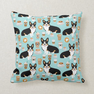 Coussin Tri café de corgi - bleu