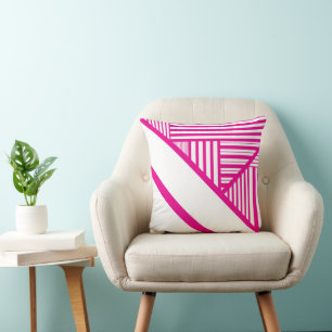 Coussin Triangle en Magenta et Blanc