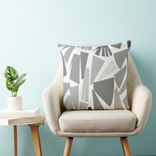 Coussin Triangle Géométrique Gris Moderne