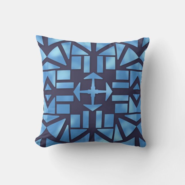 Coussin Triangle Math géométrique Elégant Bleu Tranquille  (Recto)