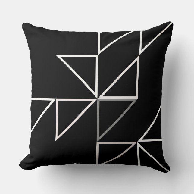 Coussin Triangle noir et blanc géométrique (Recto)