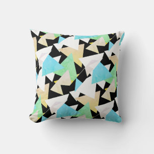 Coussin Triangle Pyramide Jaune Vert Art Abstrait