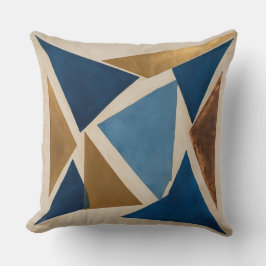 Coussin Triangles Bleu Or et Bronze