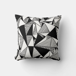 Coussin Triangles De Mosaïque, Texture Blanc Noir.