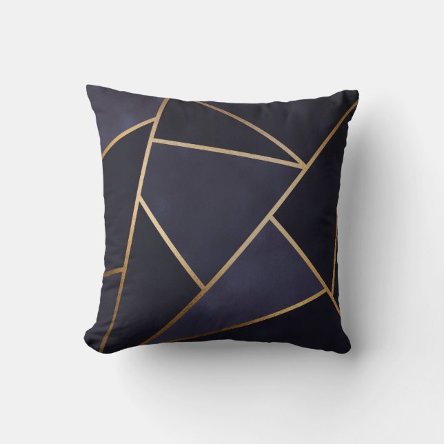 Coussin Triangles dorés géométriques élégants de classe bl (Recto)