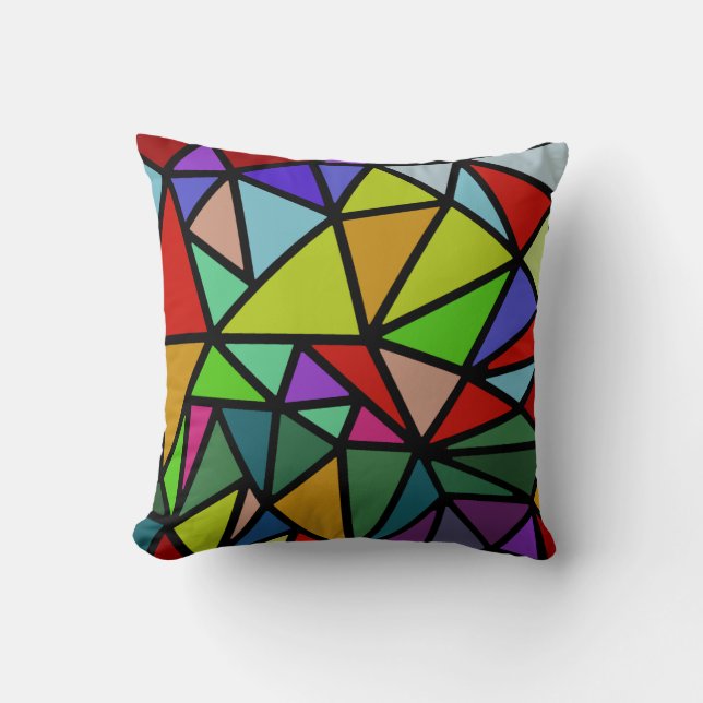 Coussin triangles géométriques colorés (Recto)