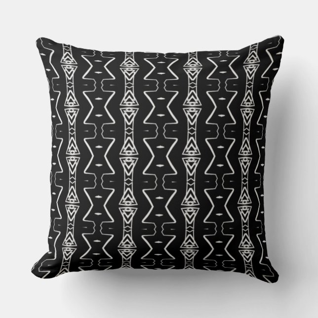 Coussin Triangles géométriques noirs et blancs (Recto)