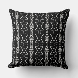 Coussin Triangles géométriques noirs et blancs Lancer l'or