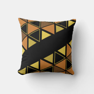 Coussin Triangles géométriques rétro orange jaune