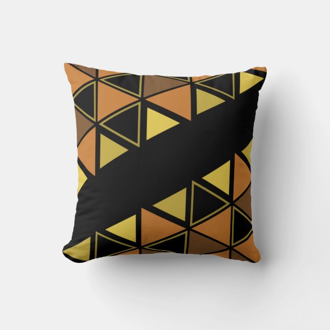 Coussin Triangles géométriques rétro orange jaune (Recto)
