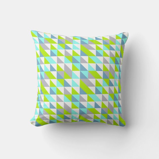 Coussin Triangles gris gris blanc bleu vert géométrique Mo (Recto)
