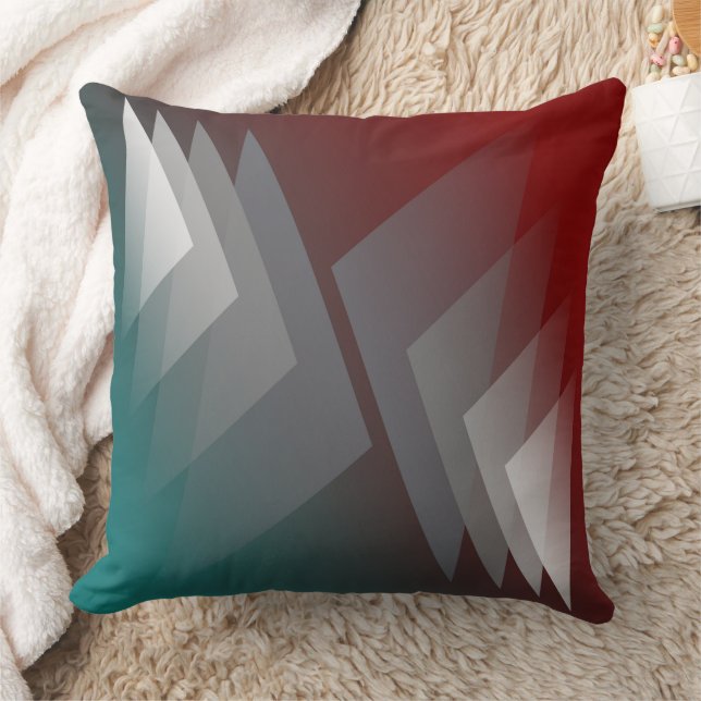 Coussin Triangles gris sur bordeaux turquoise (Couverture)