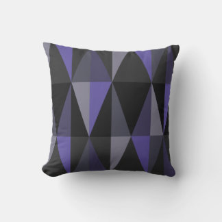 Coussin Triangles modernes du milieu du siècle Indigo fonc