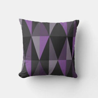Coussin Triangles modernes du milieu du siècle Violet fonc