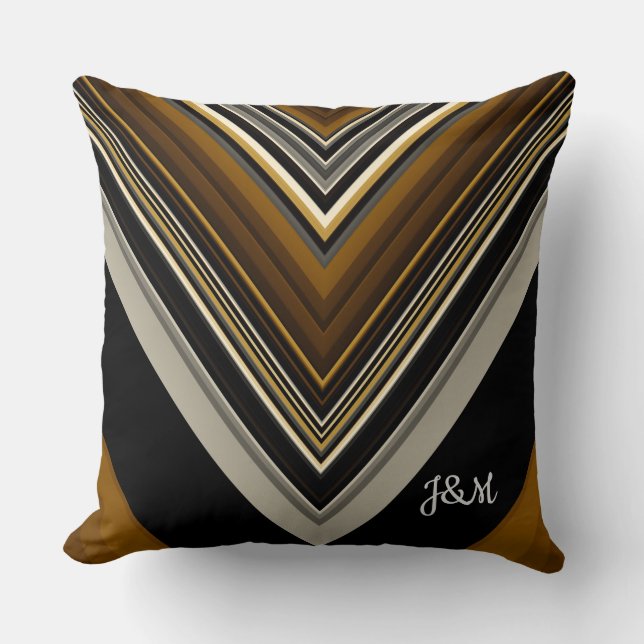 Coussin Triangles modernes monogramme abstrait et personna (Recto)