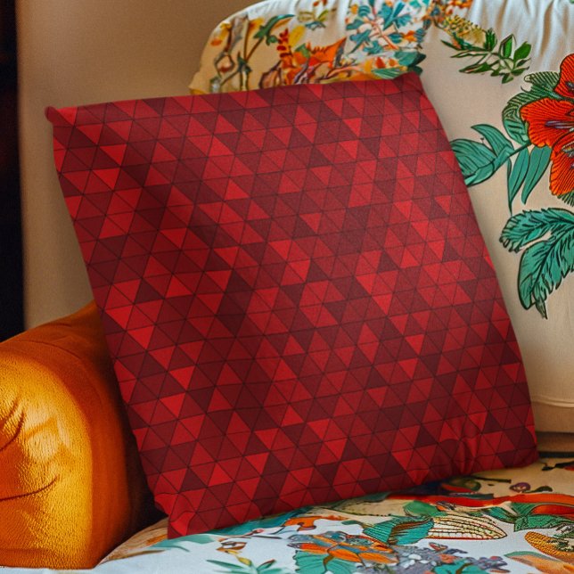 Coussin Triangles Rouges Modernes Chic et Géométrique de S (Créateur téléchargé)