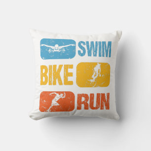 Coussin Triathlon vintage - Course à vélo de natation