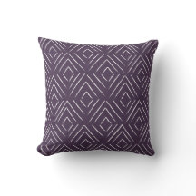 Coussin tribal de motif de diamant - aubergine