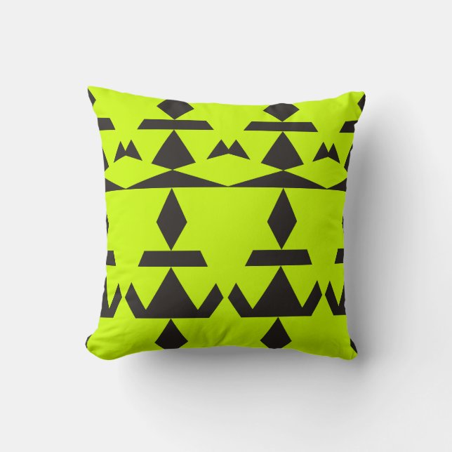 Coussin Tribal minimal jaune néon (Recto)