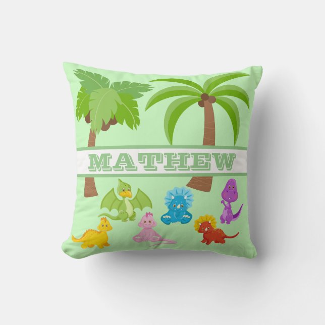 Coussin Tricératops et amis pour bébés personnalisés (Recto)