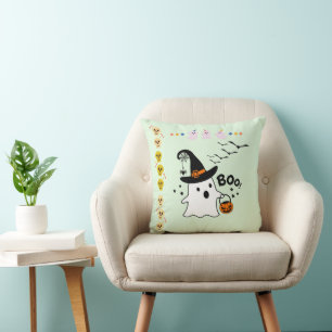 Coussin Trick de fantôme adorable ou traitement de l'Hallo