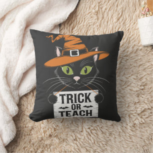 Coussin Trick or Teach Halloween Chat - Prof drôle