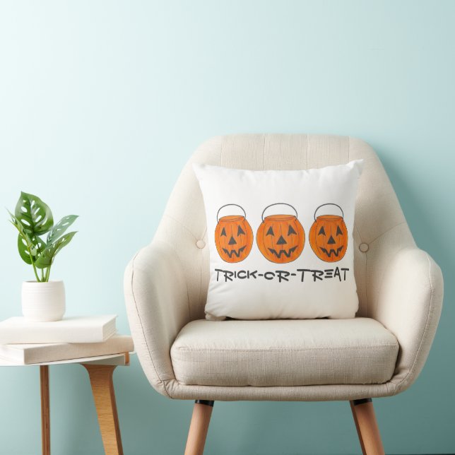 Coussin Trick ou traiter Halloween Orange Citrouille Bucke (Chaise)
