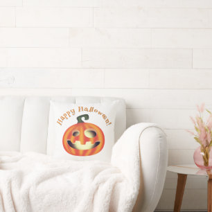 Coussin Tricoter ou traiter le Citrouille d'Halloween