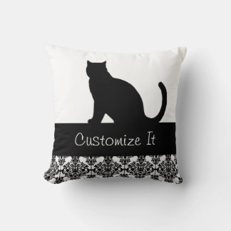 Coussin Trier Damask Chat Noir personnalisé