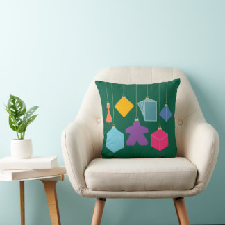 Coussin Trim the Tree with Board Games Square Throw Pillow