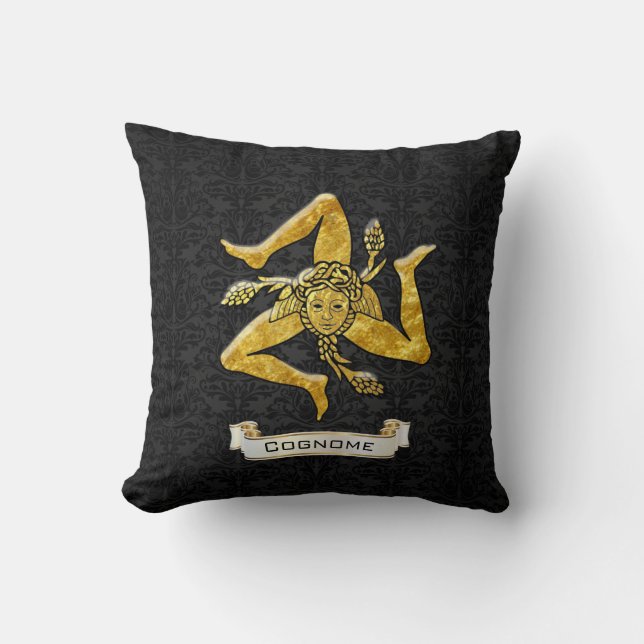 Coussin Trinacria sicilien Deco noir personnalisent (Recto)