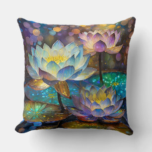 Coussin Trio de fleurs de lotus lumineuses