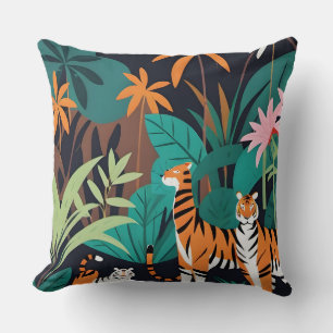 Coussin Trio de tigres tropicaux