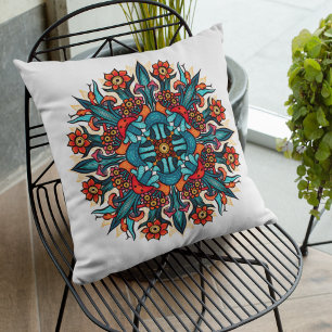 Coussin Trippy hippie psychedelic groovy mushroom mandala