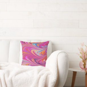 Coussin Trippy rose et orange design Tourbillonnant
