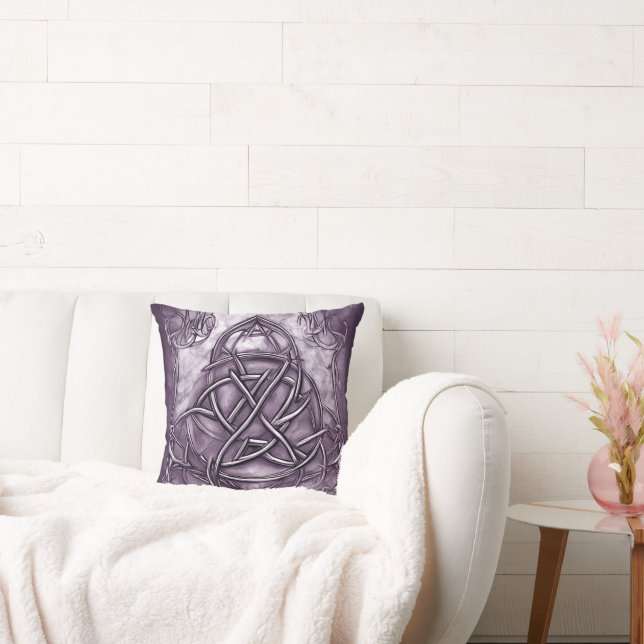 Coussin Triquetra Trinity Knot Lavender Purple Faux Métal (Canapé)