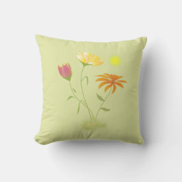Coussin Trois fleurs au soleil - transparentes.