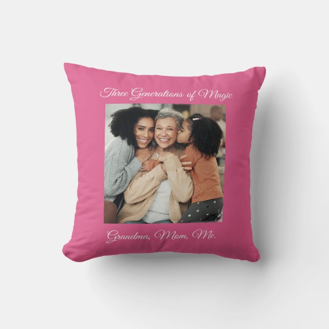 Coussin Trois générations d'amour grand-mère, maman, moi P (Recto)